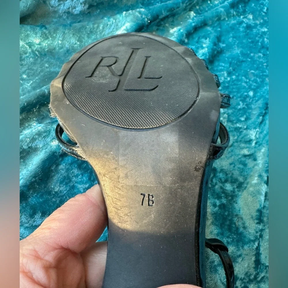 Ralph Lauren size 7 black strappy heels. Only worn 2 times. Sexy - Picture 8 of 8